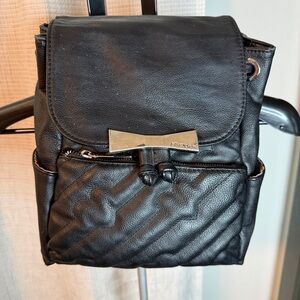 Betsey Johnson Black Leather Mini Backpack with Bow Accent Hardware